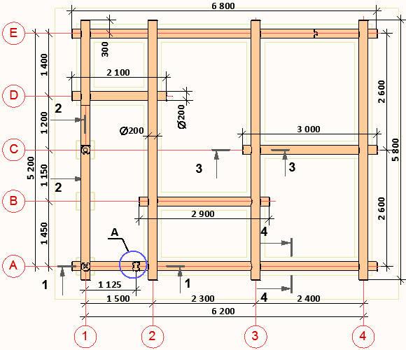 Деревянная баня 5x6 метров &ndash; чертежи бревенчатых стен 