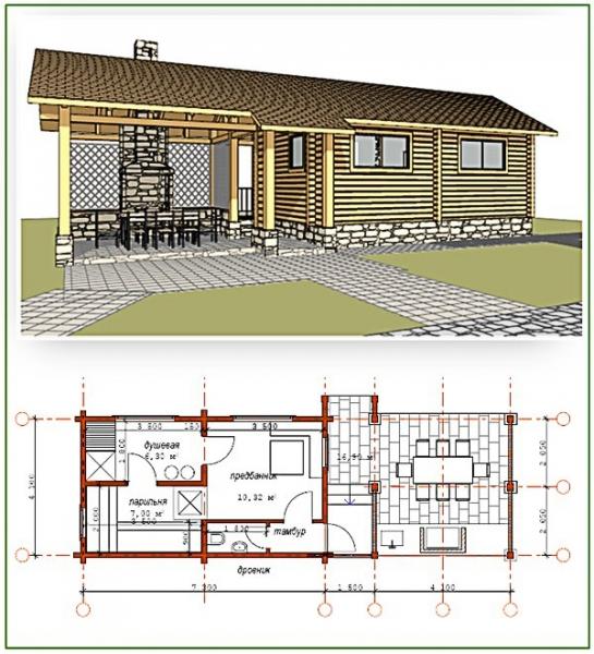 Баня с беседкой под одной крышей – проекты + строительство своими руками Баня с беседкой под одной крышей – проекты + строительство своими руками