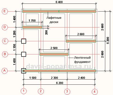 Проектируем первый венец сруба бани 5x6 метров  Проектируем первый венец сруба бани 5x6 метров