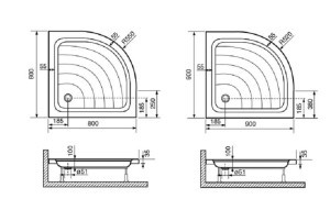 Поддоны для душевой кабины — формы и размеры Поддоны для душевой кабины — формы и размеры