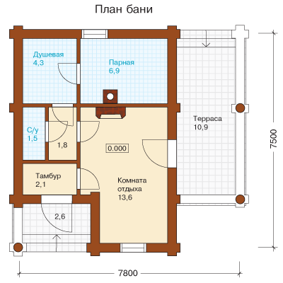 Проекты бань из профилированного бруса с верандой