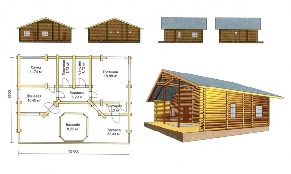 Проекты бань из бруса с бассейном Проекты бань из бруса с бассейном