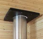 Проход трубы через потолок бани Проход трубы через потолок бани