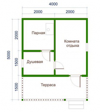 План бани 4х5 мойка и парилка отдельно