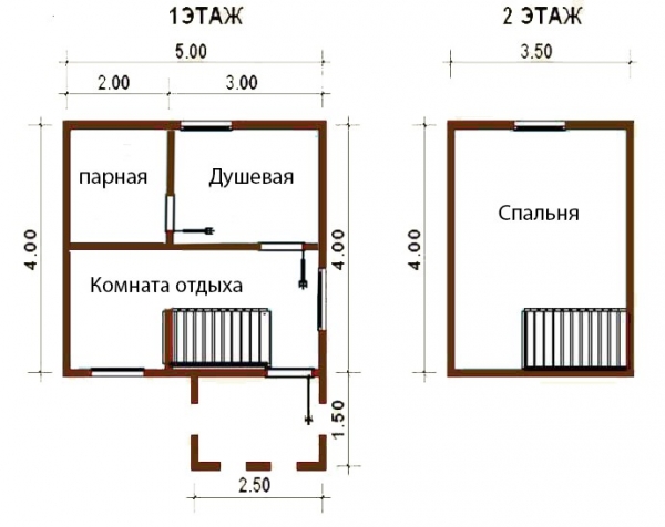 План бани 4х5 мойка и парилка отдельно
