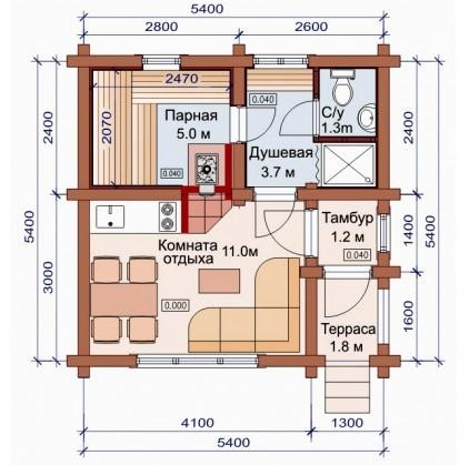 Проекты одноэтажных бань