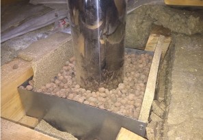 Проход трубы через потолок бани Проход трубы через потолок бани