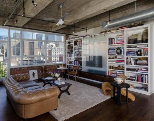 Обустройство и мебель в гостиной стиля лофт Обустройство и мебель в гостиной стиля лофт