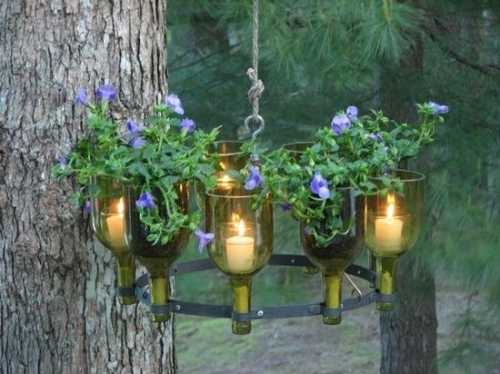 Декор из стеклянных бутылок Декор из стеклянных бутылок