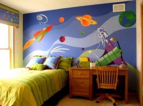 Детская комната в космическом стиле Детская комната в космическом стиле