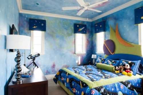 Детская комната в космическом стиле Детская комната в космическом стиле