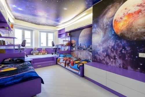 Детская комната в космическом стиле Детская комната в космическом стиле