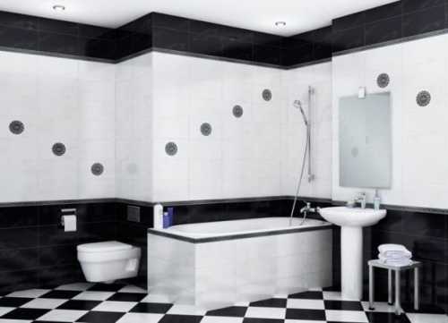 Ванная комната в чёрно-белых тонах Ванная комната в чёрно-белых тонах