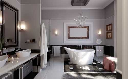 Ванная комната в чёрно-белых тонах Ванная комната в чёрно-белых тонах