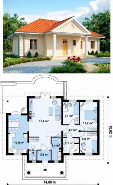 Проекты одноэтажных домов из пеноблоков: особенности очень легких стен
