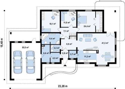 Проект дома с гаражом под одной крышей Проект дома с гаражом под одной крышей