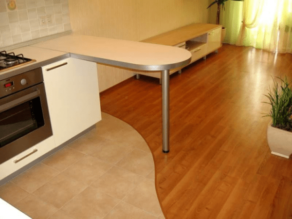 Стыковка линолеума и плитки: переход с разной высоты, без порожка на полу на кухне и в прихожей Стыковка линолеума и плитки: переход с разной высоты, без порожка на полу на кухне и в прихожей