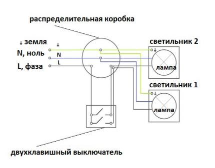Подключение люстры к двойному выключателю: схемы + правила монтажа